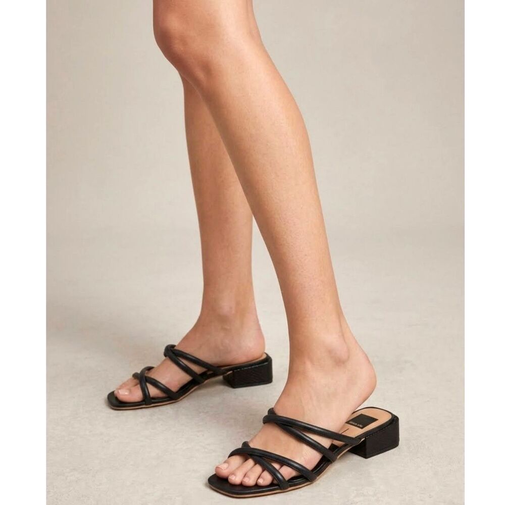 Dolce Vita Slide Sandals 7.5 Strappy Minimalist Resort Modern Chic Casual Black
